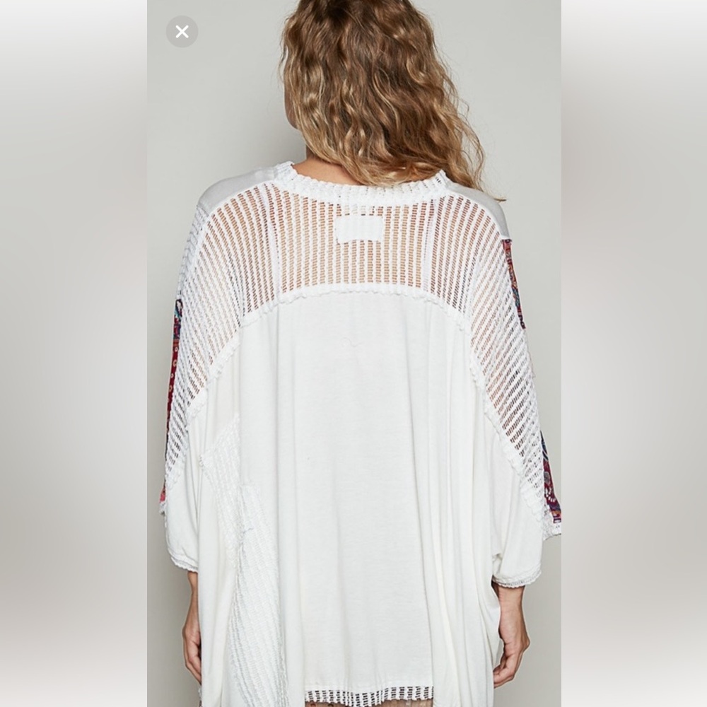 POL White and Red Boho Tunic - Picture 2 of 6